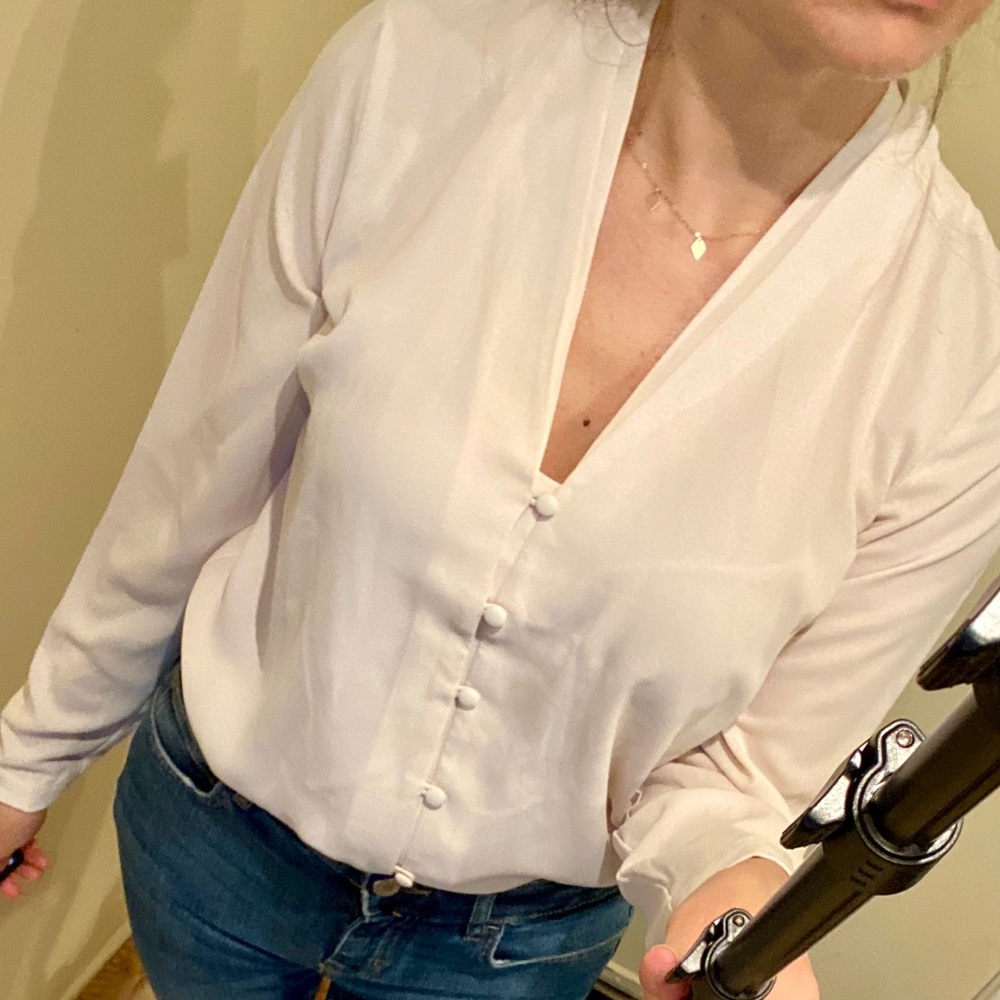 New Forever 21 Contemporary Blouse Cream color XS
